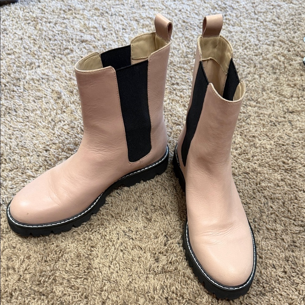 J. Crew Pink and Black Ankle Boots